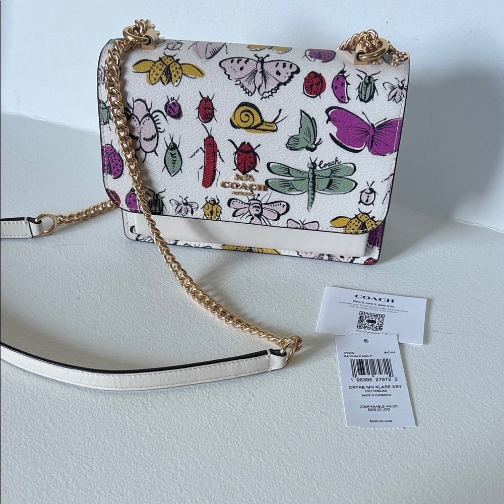 Coach Women's Colorful Insect Print Crossbody Bag